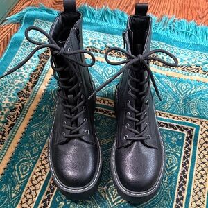 Sincerly Jules Black Lace-Up Combat Boots
